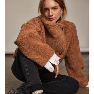 SOLD✨FREE PEOPLE Izzy Wrap Teddy Sand Chestnut Jacket